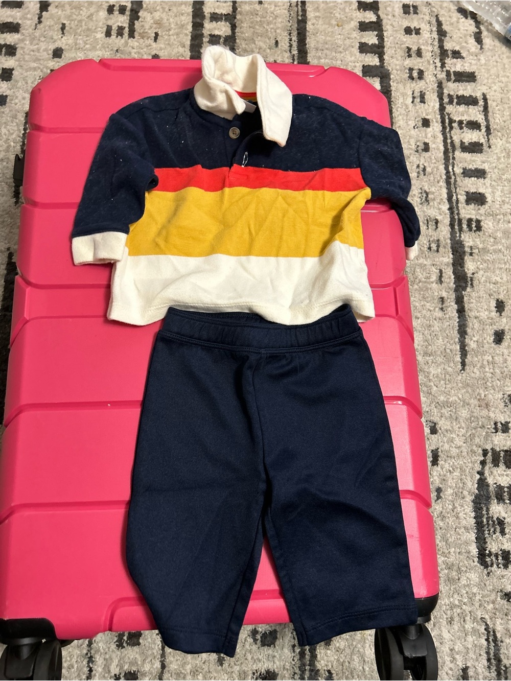 Kids Navy Colorblock Polo Sweatshirt & Navy Pants Set